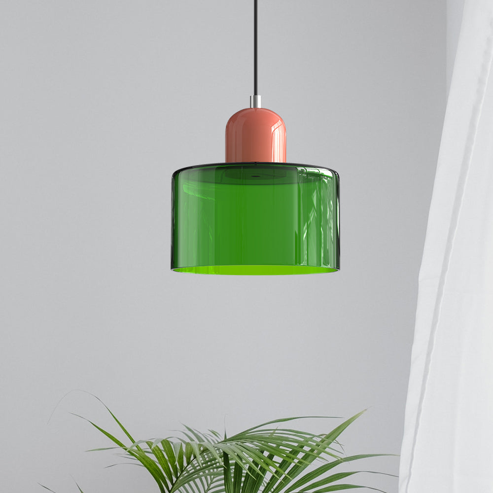 Wisiorek ze szkła cylindrycznego Bauhaus Morandi &mdash; malowana metalowa nasadka, 36 par