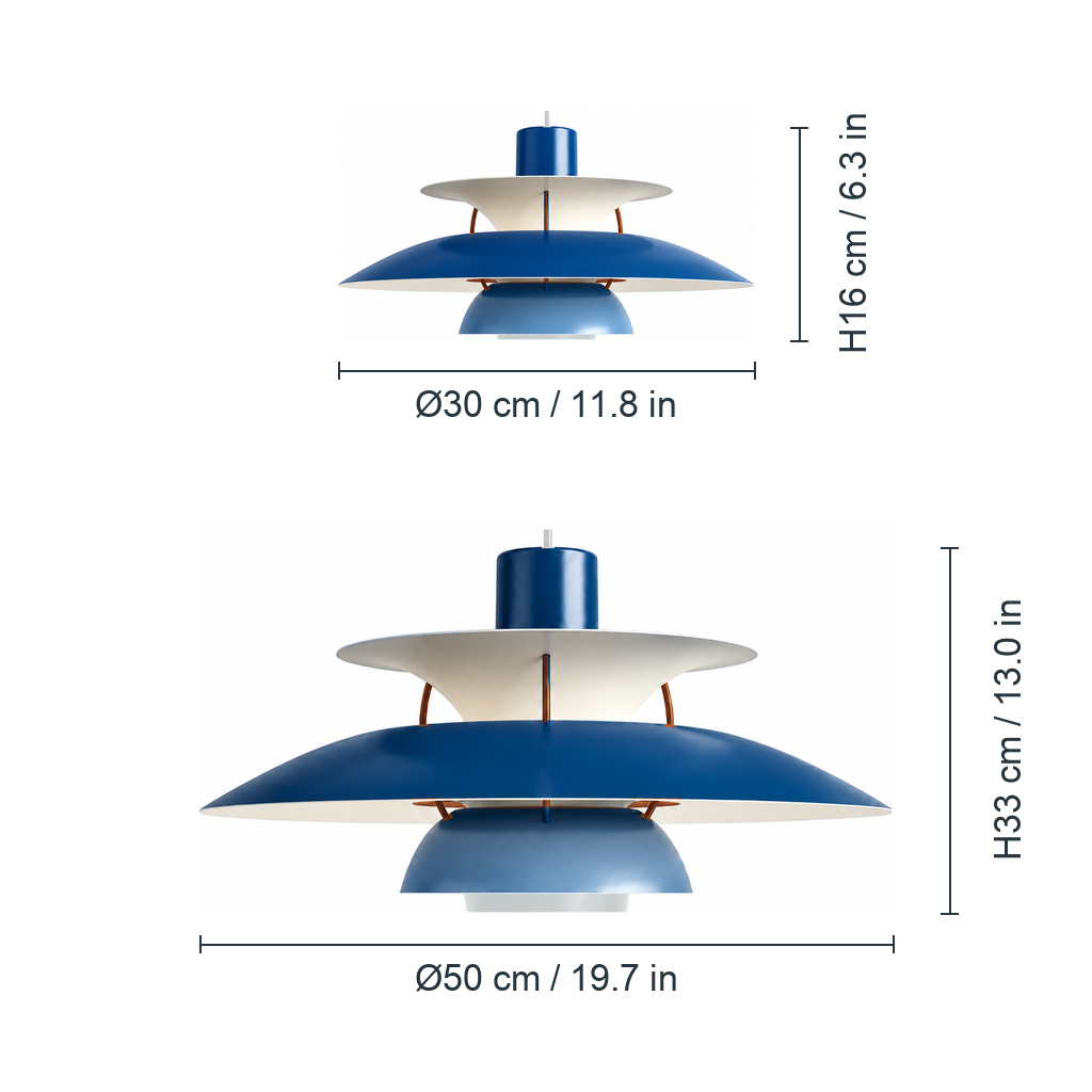 30 cm and 50 cm pendant dimensions
