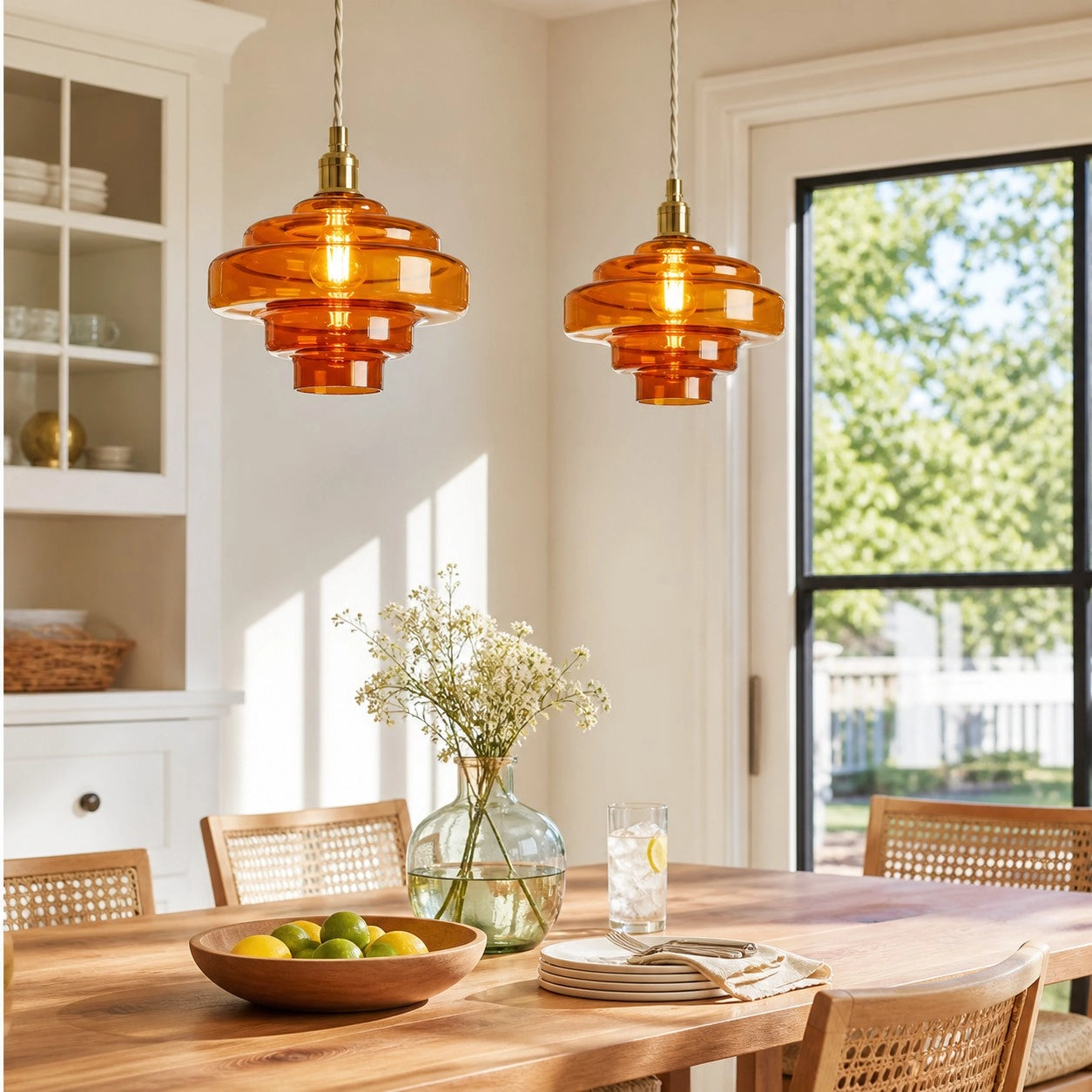Elissa glossy tiered glass pendant