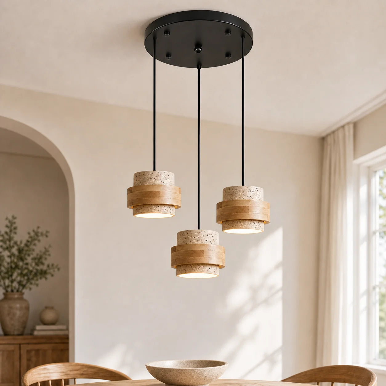 Callan 3 Heads Round Ceiling Plate Natural