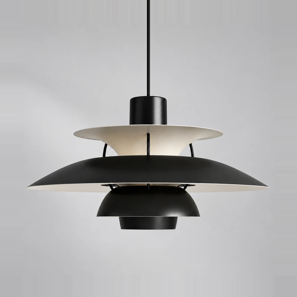 Scandinavian Layered Shape Pendant Lamp - Black