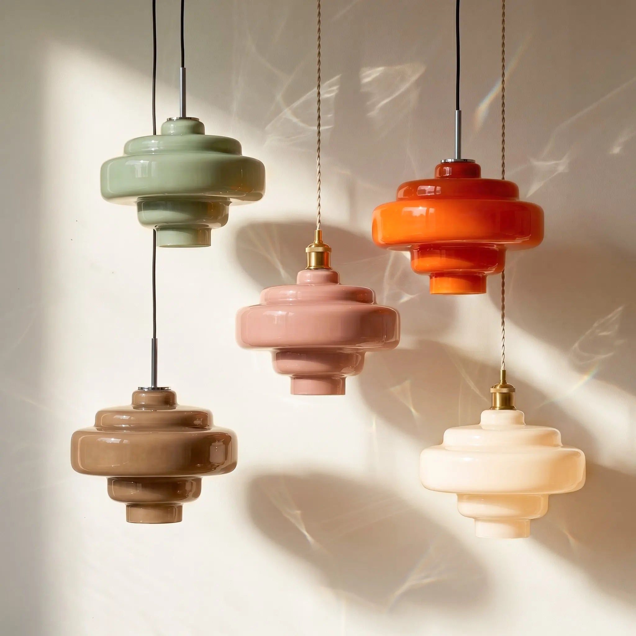 Elissa glossy tiered glass pendant
