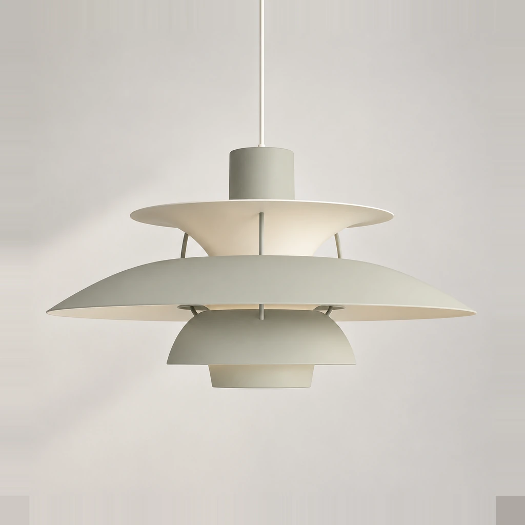Scandinavian Layered Shape Pendant Lamp - Pale Pewter