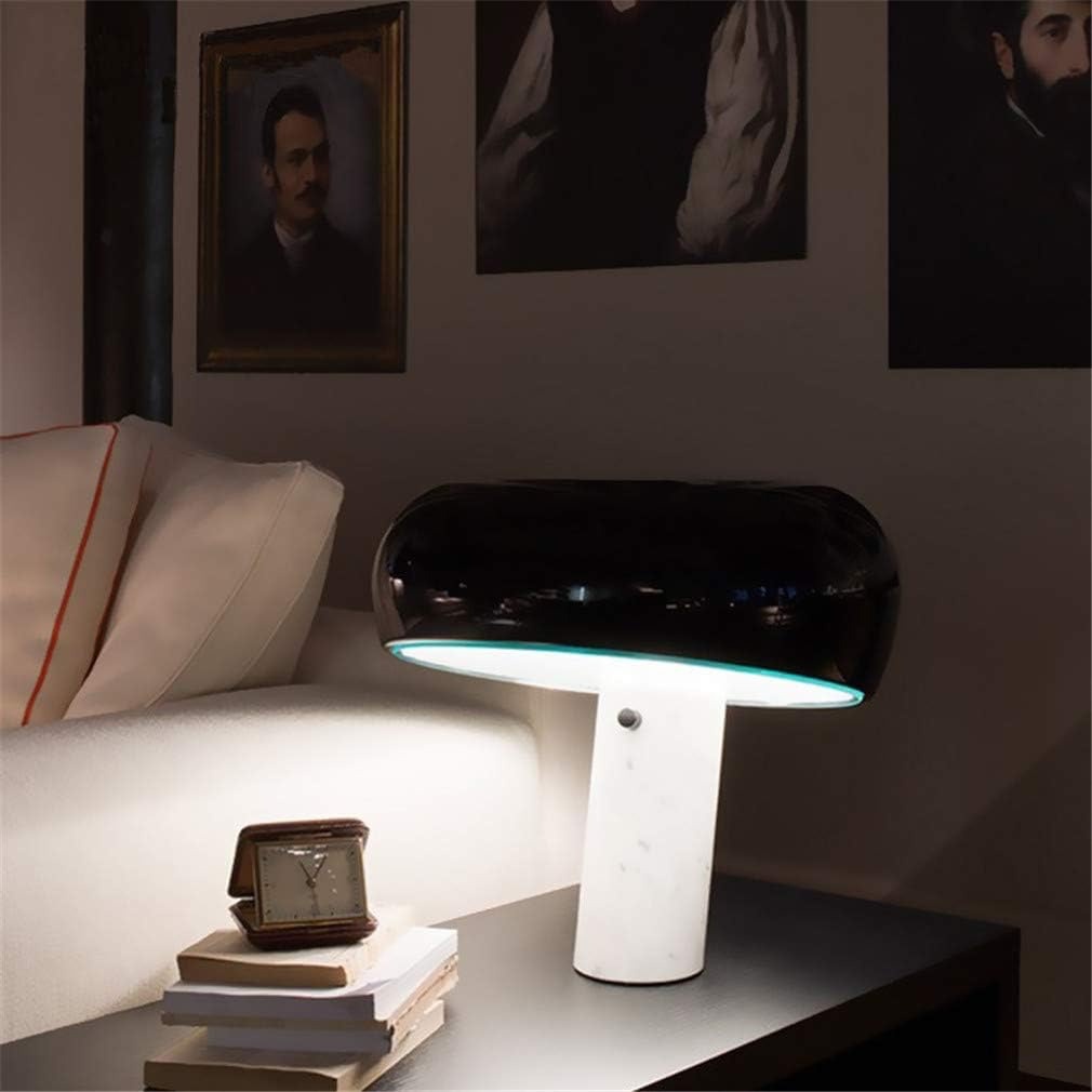 Italian Luxury Marble Table Lamp with Curved Enamel Metal Shade - 7