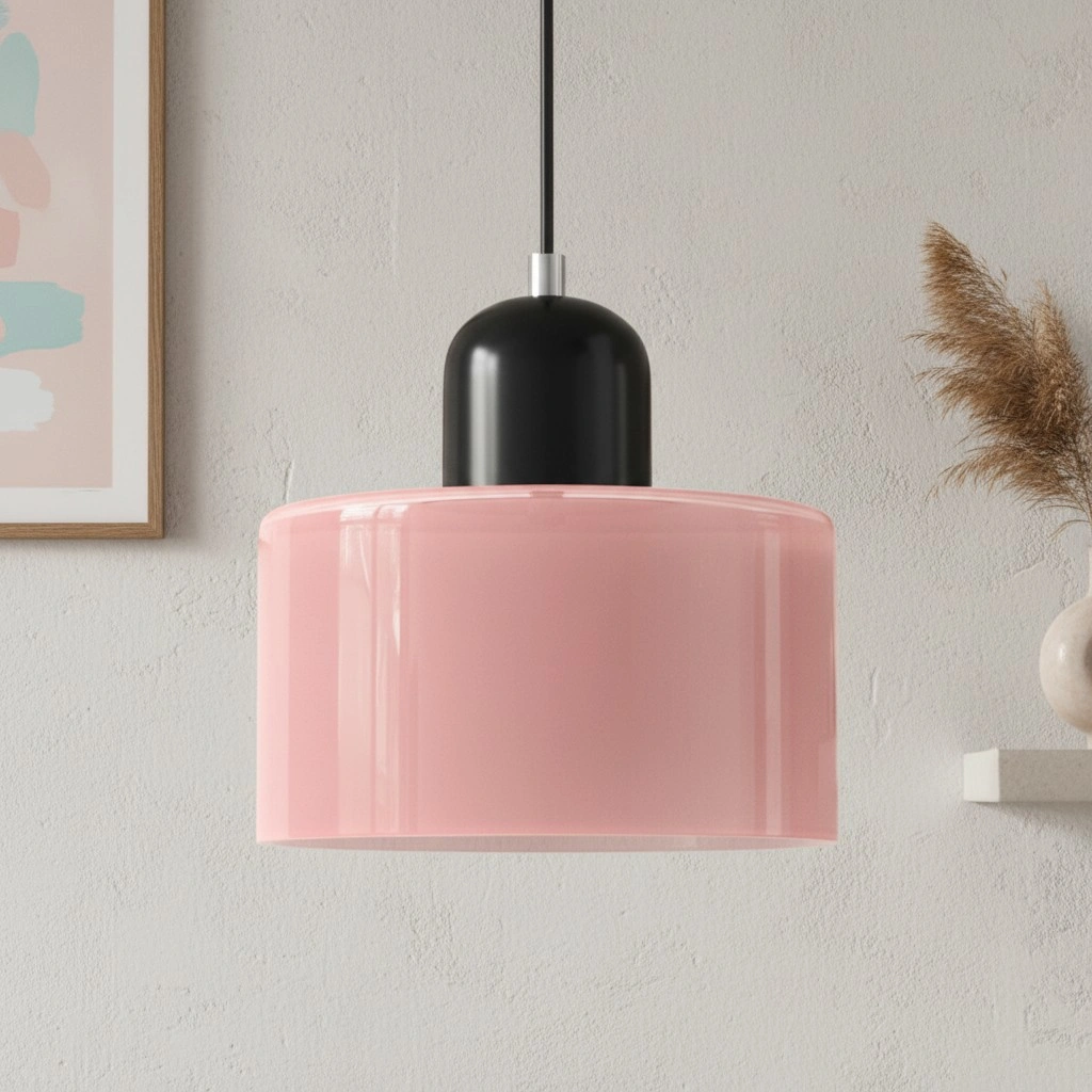 Wisiorek ze szkła cylindrycznego Bauhaus Morandi &mdash; malowana metalowa nasadka, 36 par