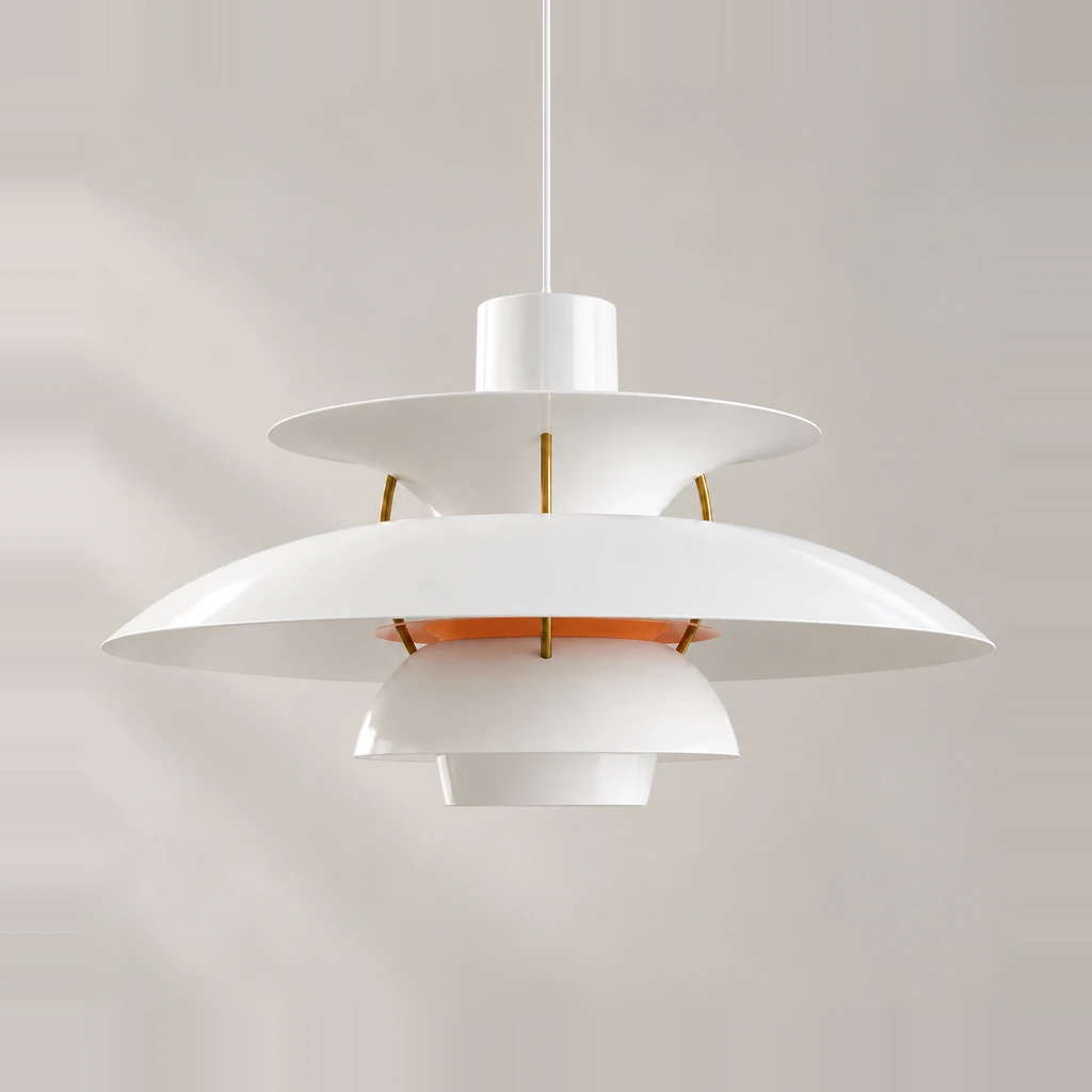 Scandinavian Layered Shape Pendant Lamp - Modern White (Orange)