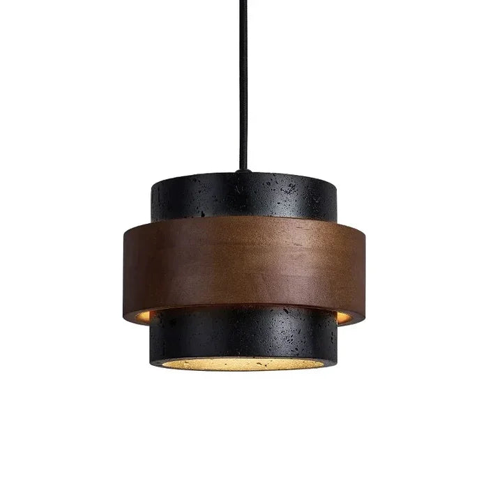 Callan Wabi-Sabi Travertine Walnut Wood Linear Pendant Light