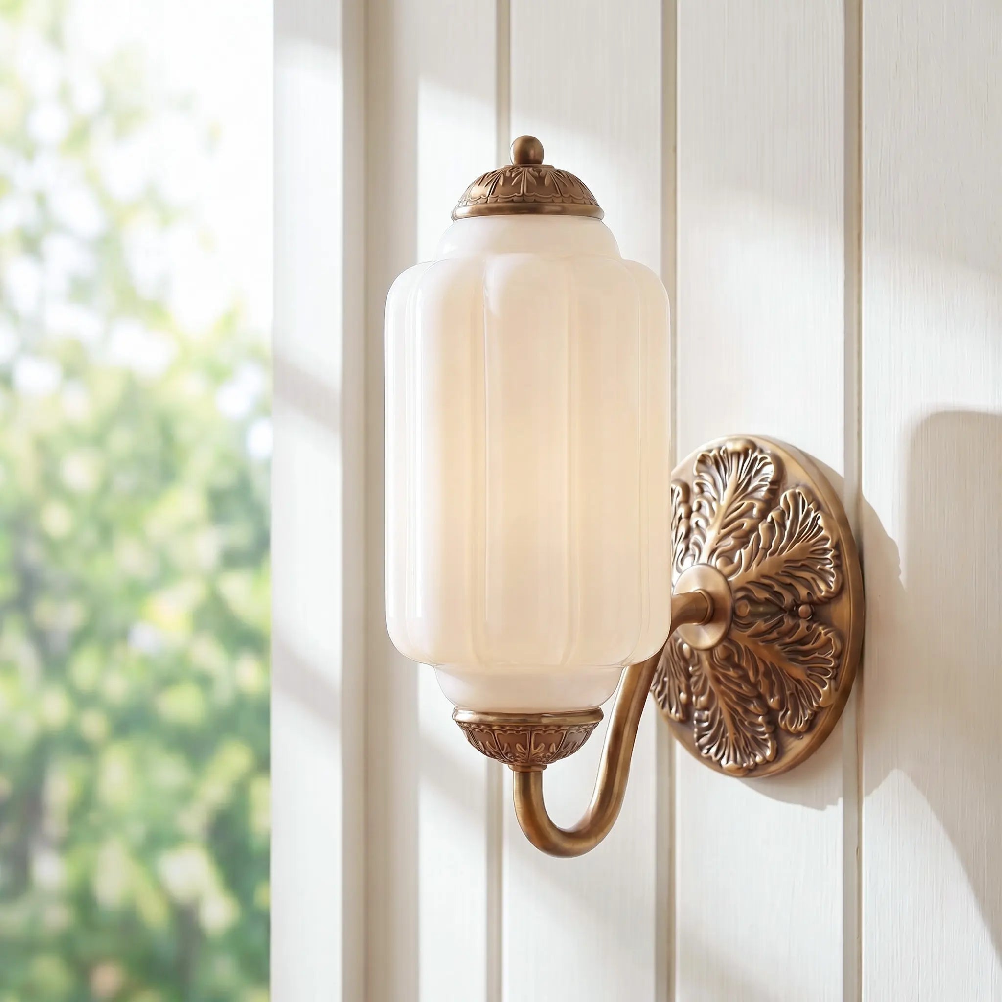 Lumi Vintage Milk Glass Oiled Brass Eloise Sconce