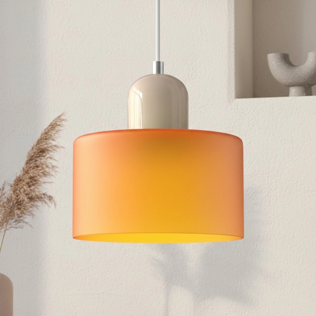 Wisiorek ze szkła cylindrycznego Bauhaus Morandi &mdash; malowana metalowa nasadka, 36 par