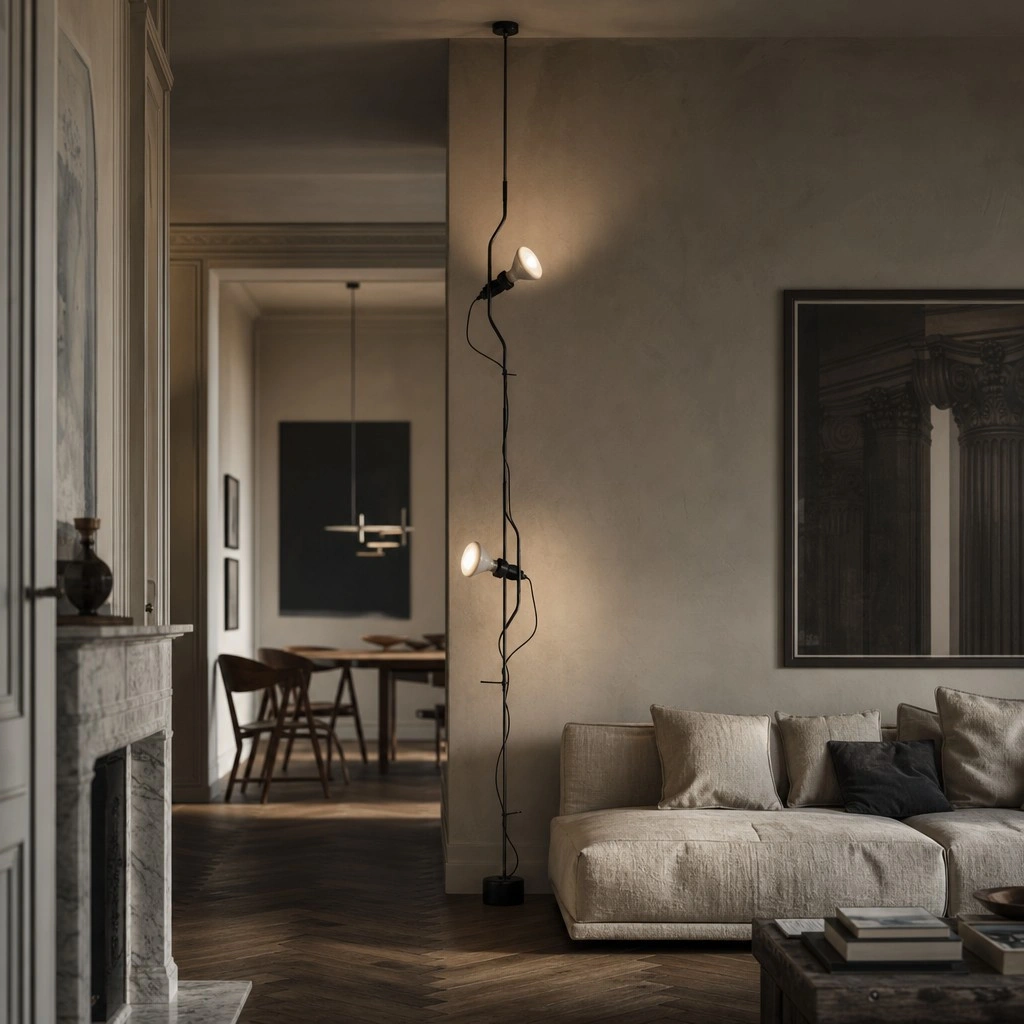 Linea-Kabelstrahler in einem modernen Wohnzimmer