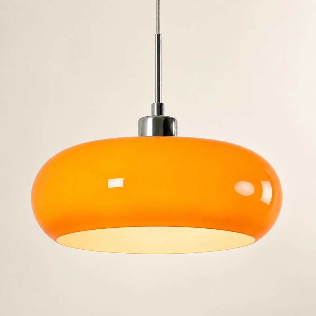 Otwórz spód szklanej lampy wiszącej kierując światło w dół