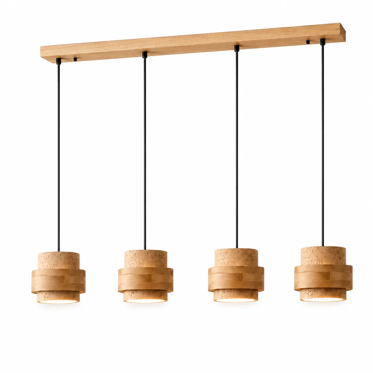 Callan Wabi-Sabi Travertine Walnut Wood Linear Pendant Light