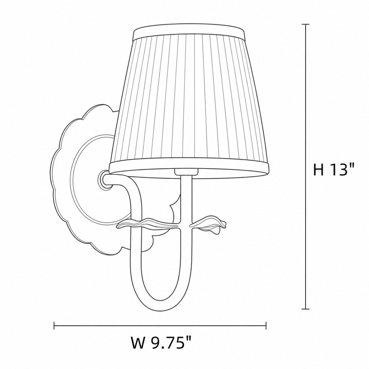 Sandra Vintage Pleated Cotton Shade Wall Sconce