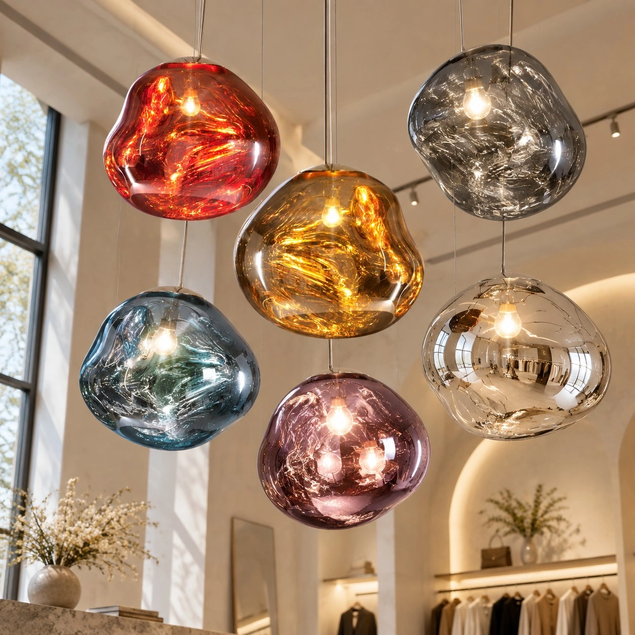 Modern Sculptural Melt Lava Pendant Lamp