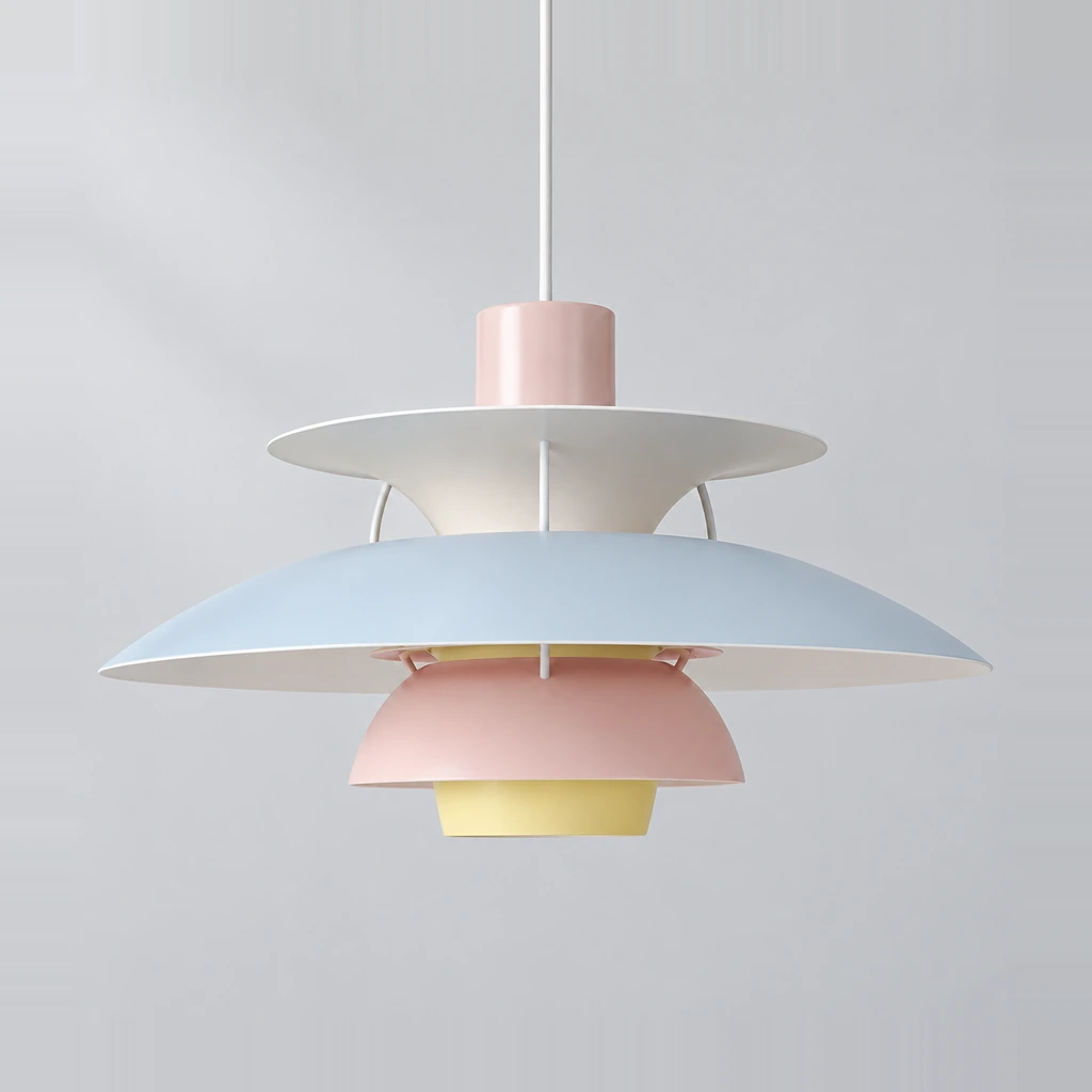 Scandinavian Layered Shape Pendant Lamp - Pastels Oyster Blue Rose