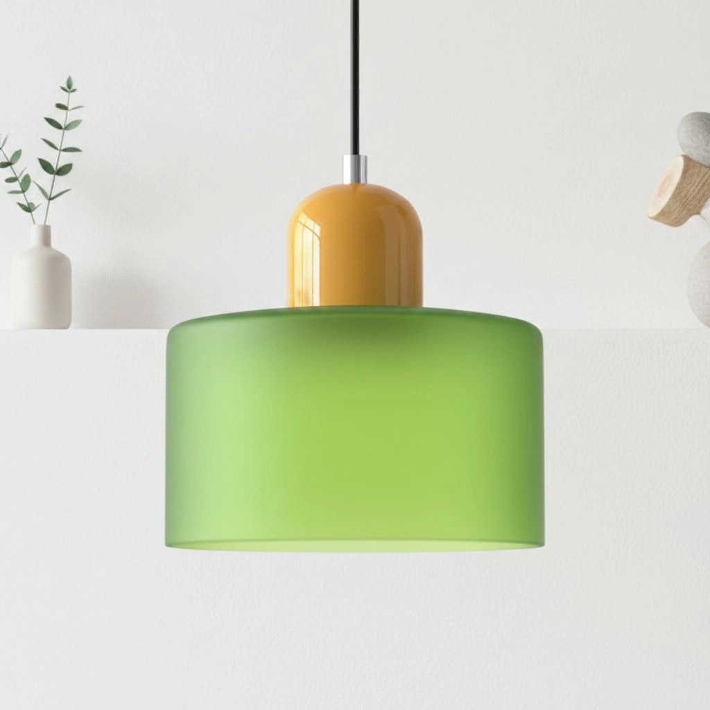 Wisiorek ze szkła cylindrycznego Bauhaus Morandi &mdash; malowana metalowa nasadka, 36 par