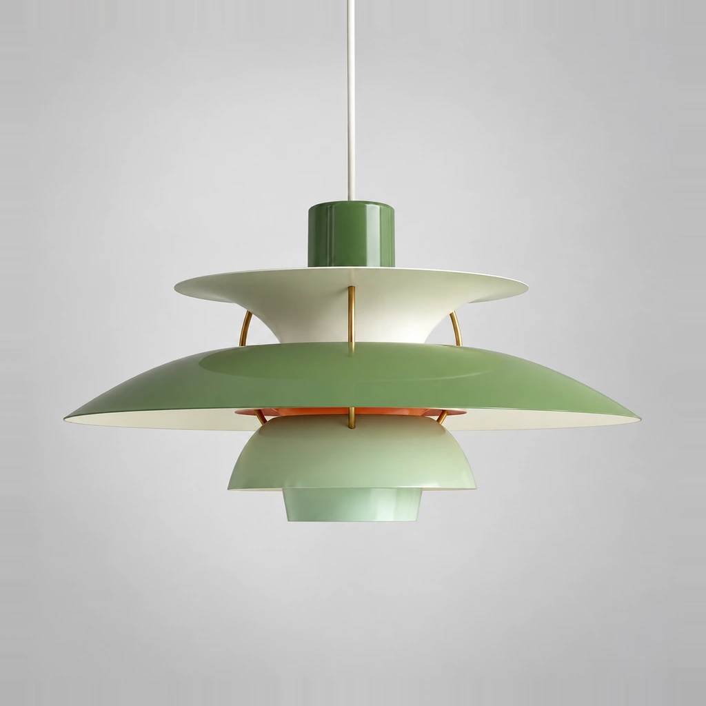 Scandinavian Layered Shape Pendant Lamp - Hues of Green