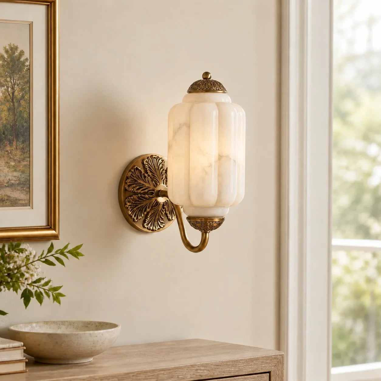 Lumi Vintage Milk Glass Oiled Brass Eloise Sconce