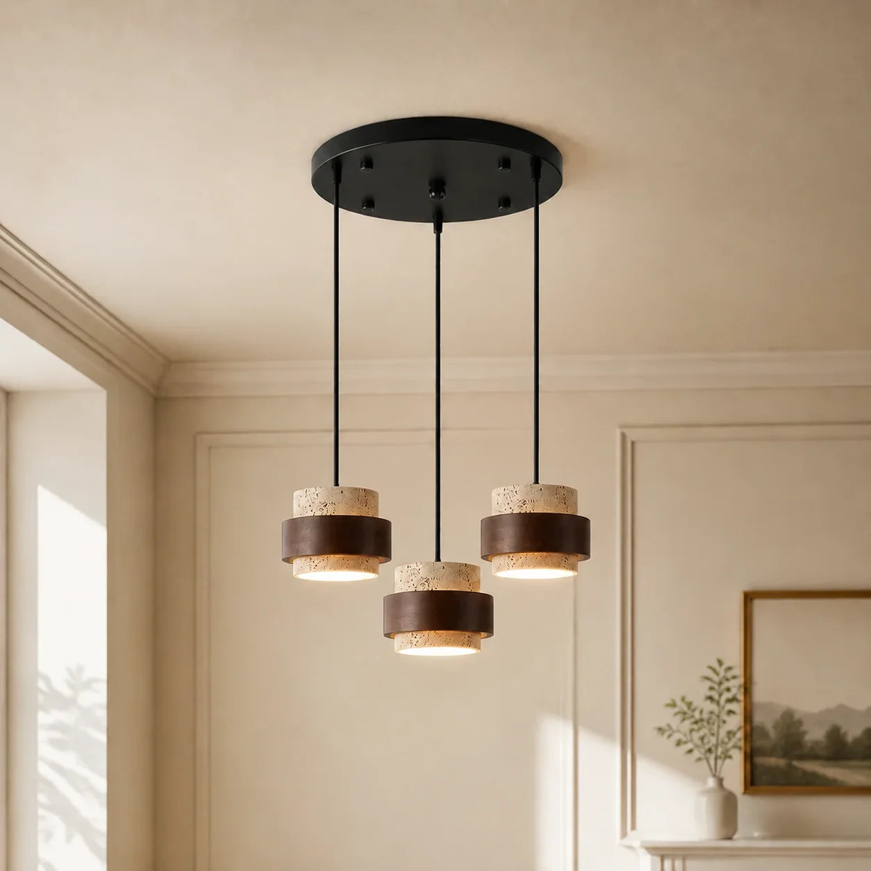 Callan 3 Heads Round Ceiling Plate Beige