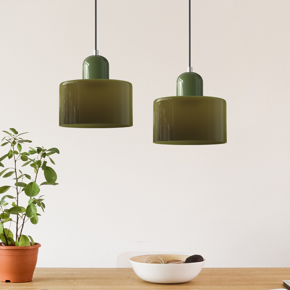 Wisiorek ze szkła cylindrycznego Bauhaus Morandi &mdash; malowana metalowa nasadka, 36 par