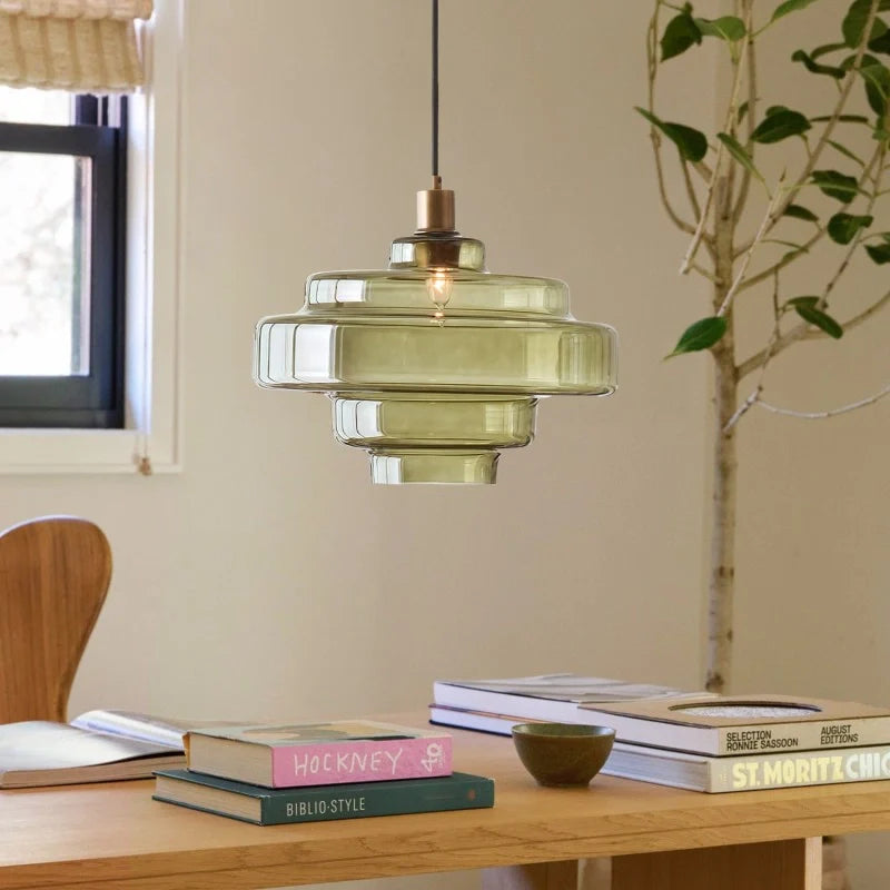 Elissa glossy tiered glass pendant