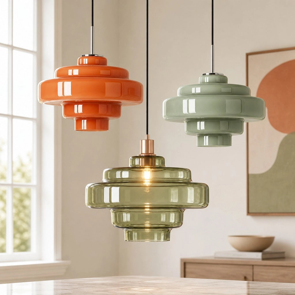 Elissa glossy tiered glass pendant