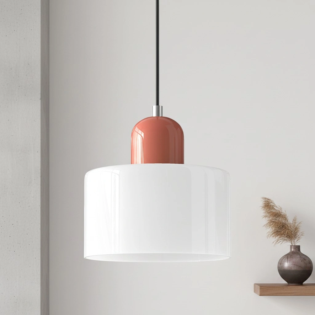 Wisiorek ze szkła cylindrycznego Bauhaus Morandi &mdash; malowana metalowa nasadka, 36 par