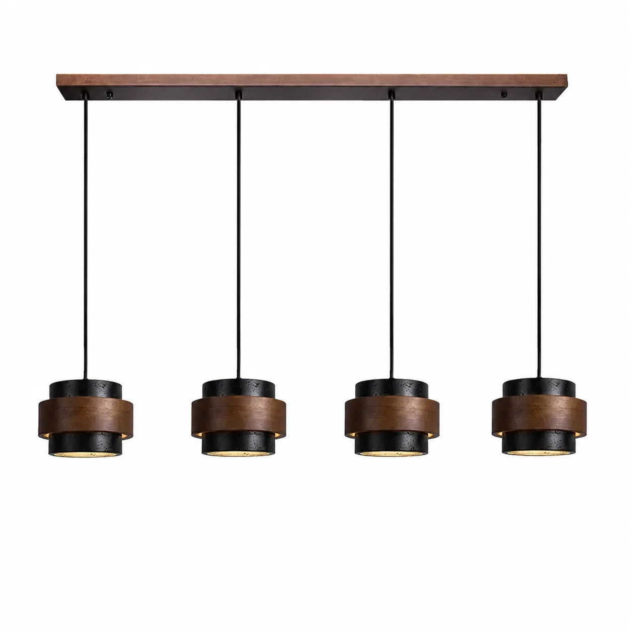 Callan Wabi-Sabi Travertine Walnut Wood Linear Pendant Light