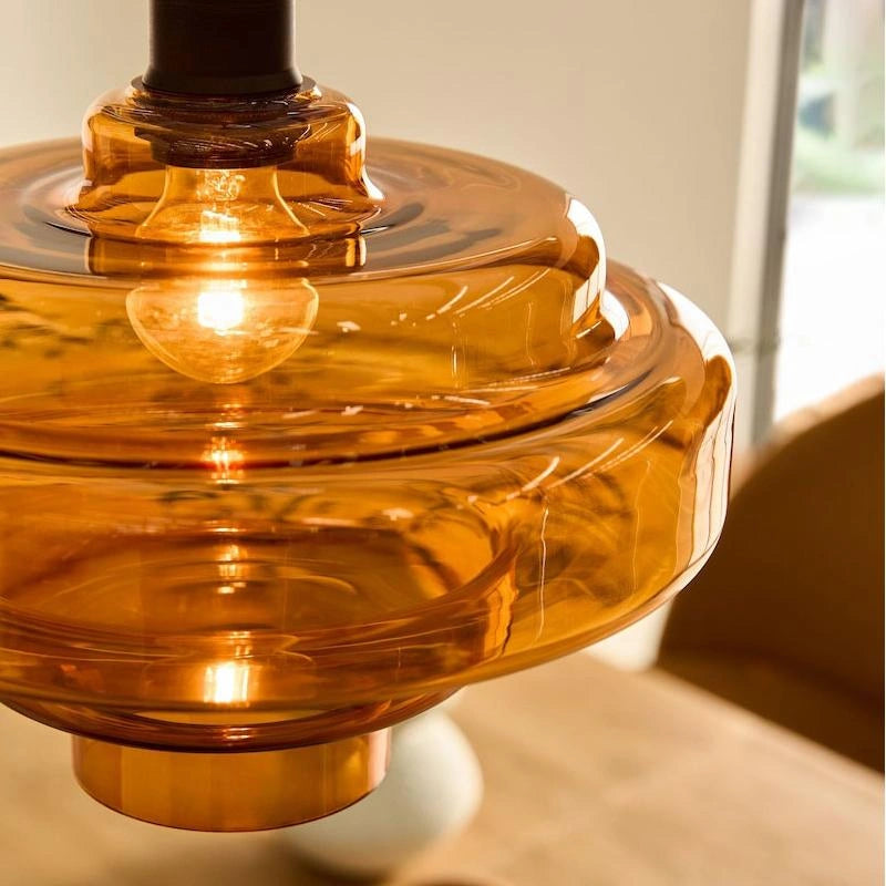 Elissa glossy tiered glass pendant