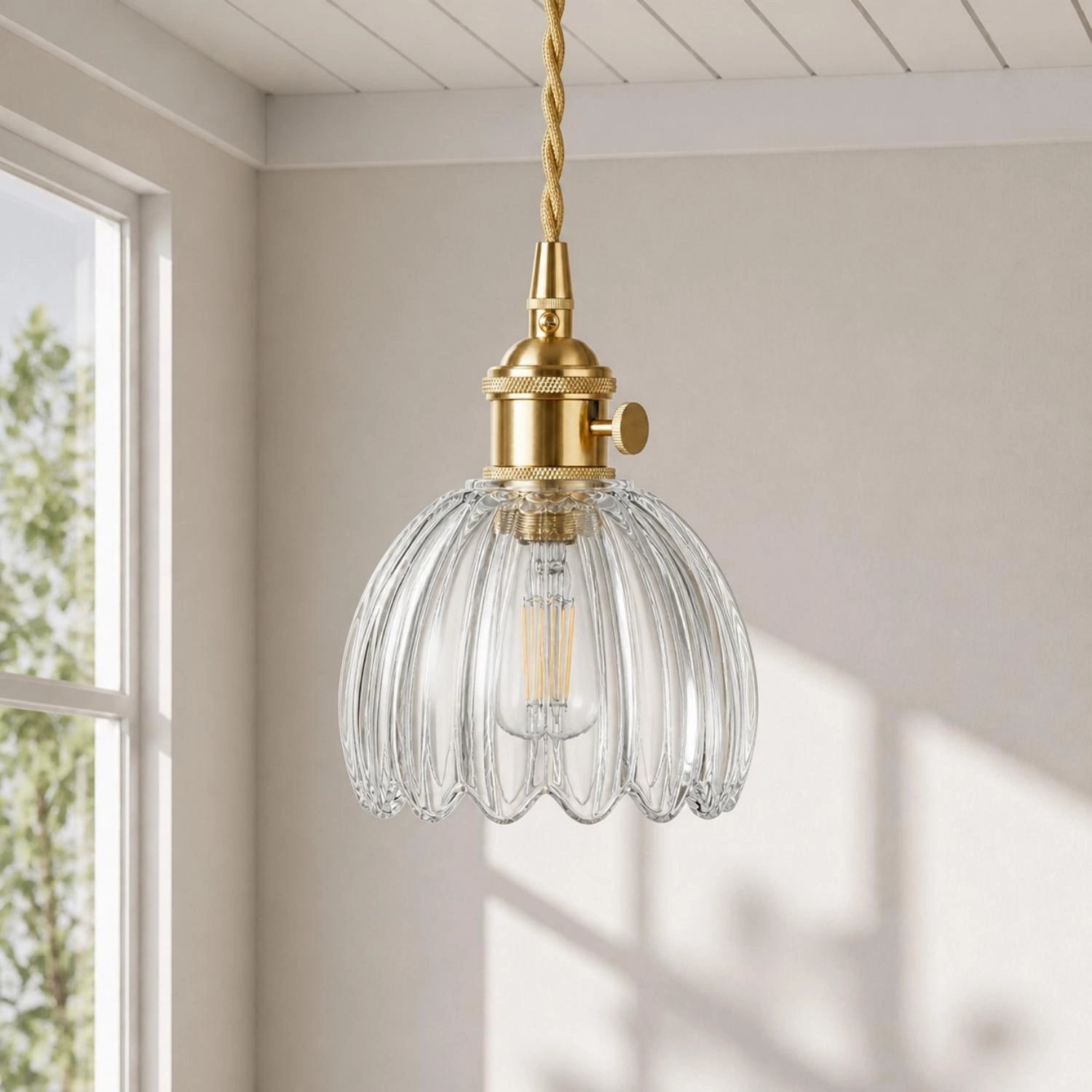 Talen Vintage Tulip Colorful Glass Pendant Light