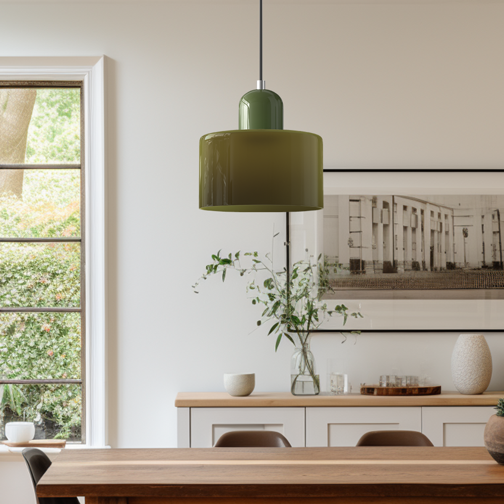 Wisiorek ze szkła cylindrycznego Bauhaus Morandi &mdash; malowana metalowa nasadka, 36 par