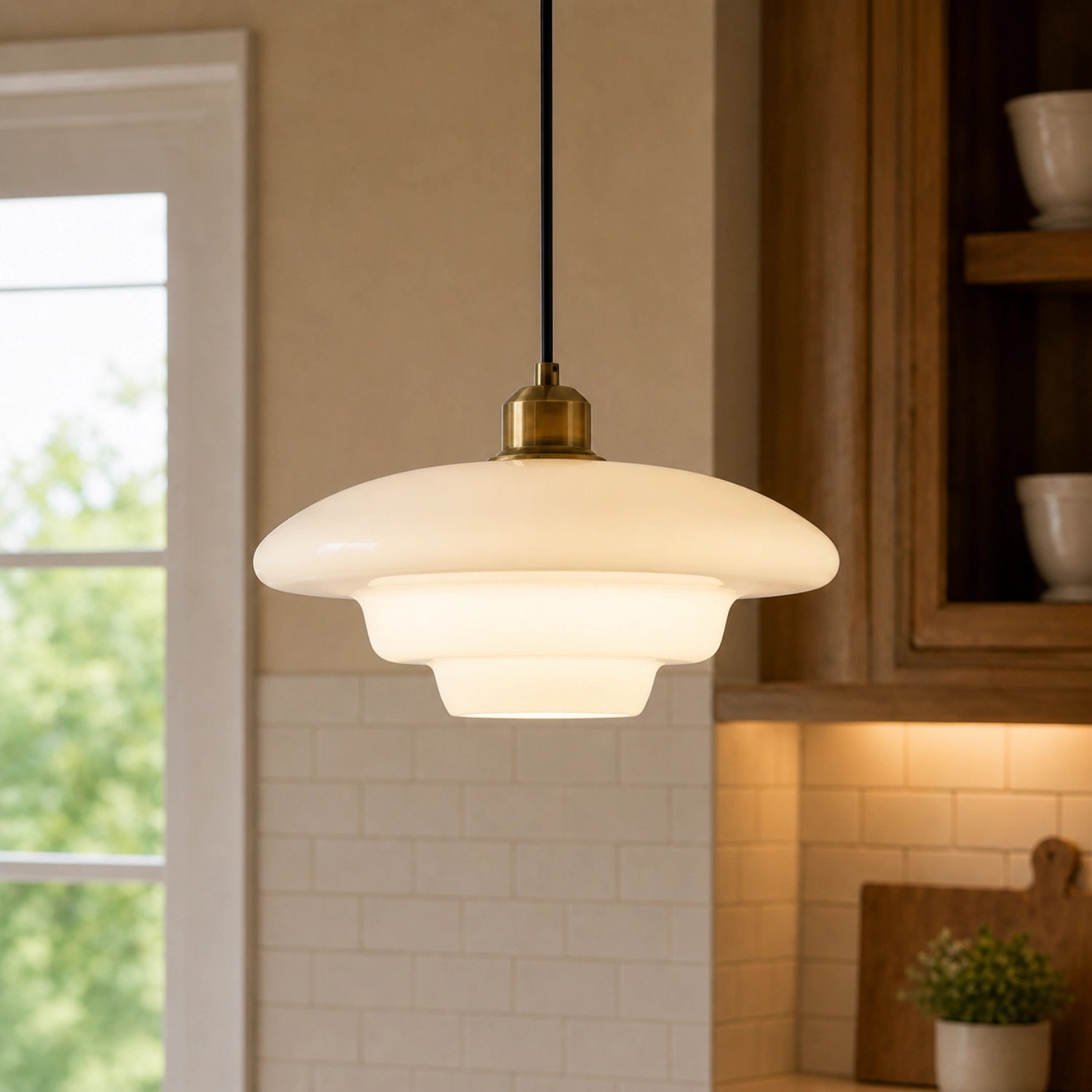 Daphne milk glass pendant