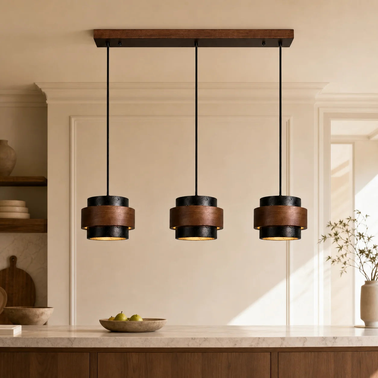 Callan 3 Heads Long Ceiling Plate Black