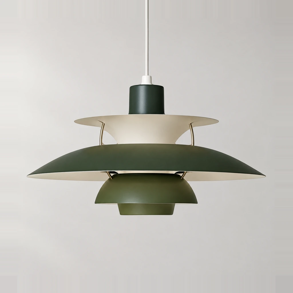 Scandinavian Layered Shape Pendant Lamp - Dark Olive