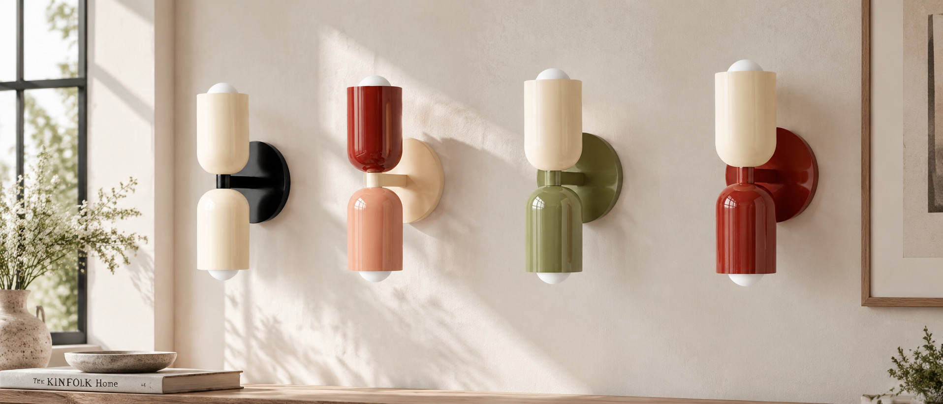 Macaron capsule up-down wall sconce in a styled interior