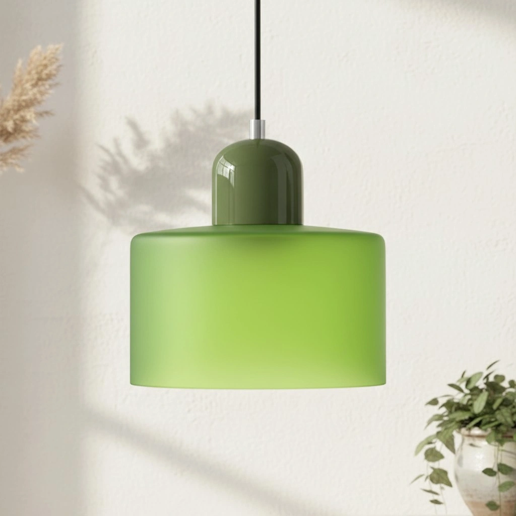 Wisiorek ze szkła cylindrycznego Bauhaus Morandi &mdash; malowana metalowa nasadka, 36 par