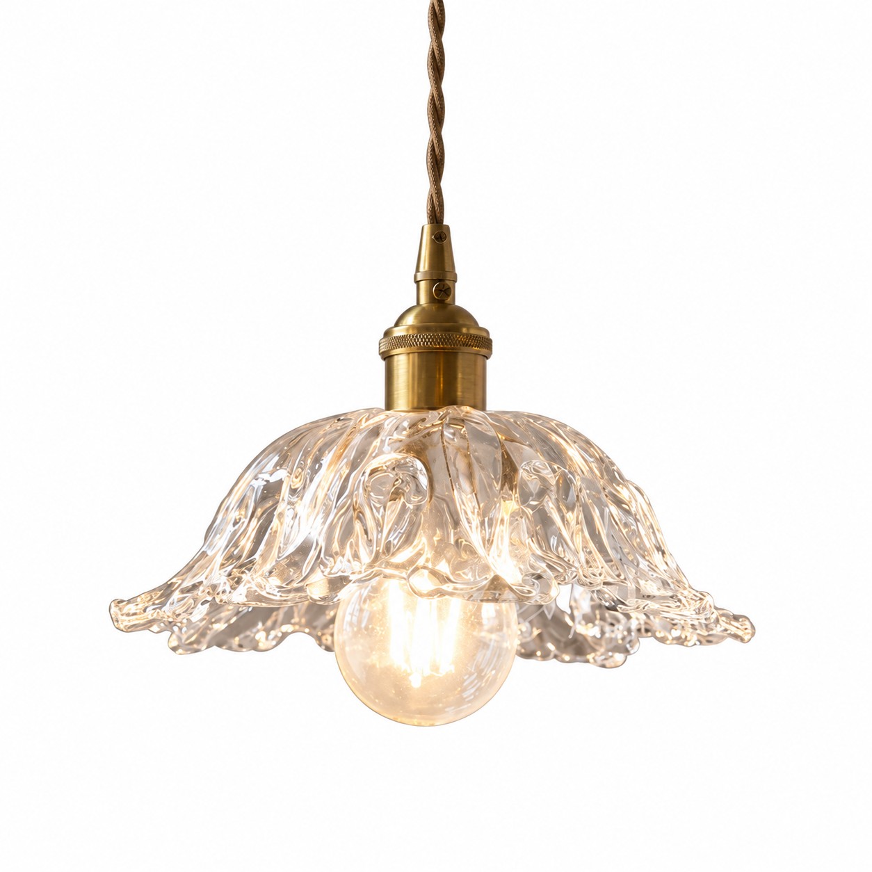 Lámpara colgante vintage de cristal con diseño de copo de nieve y rayas