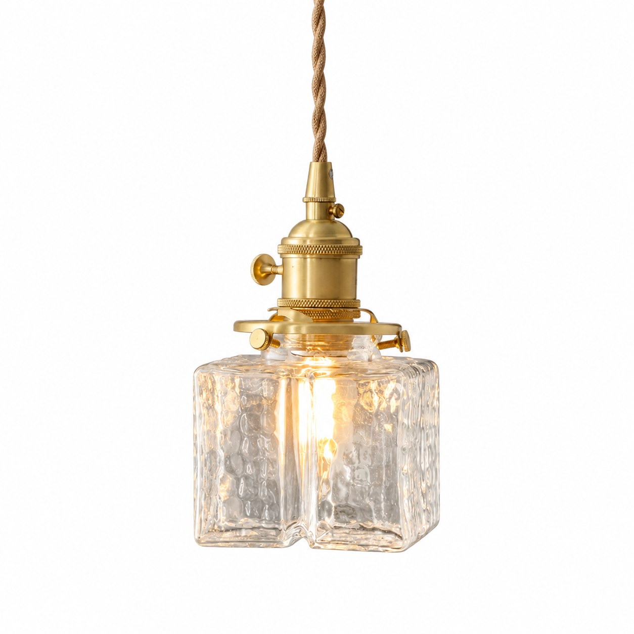 Lámpara colgante vintage de cristal con forma de cubo de azúcar