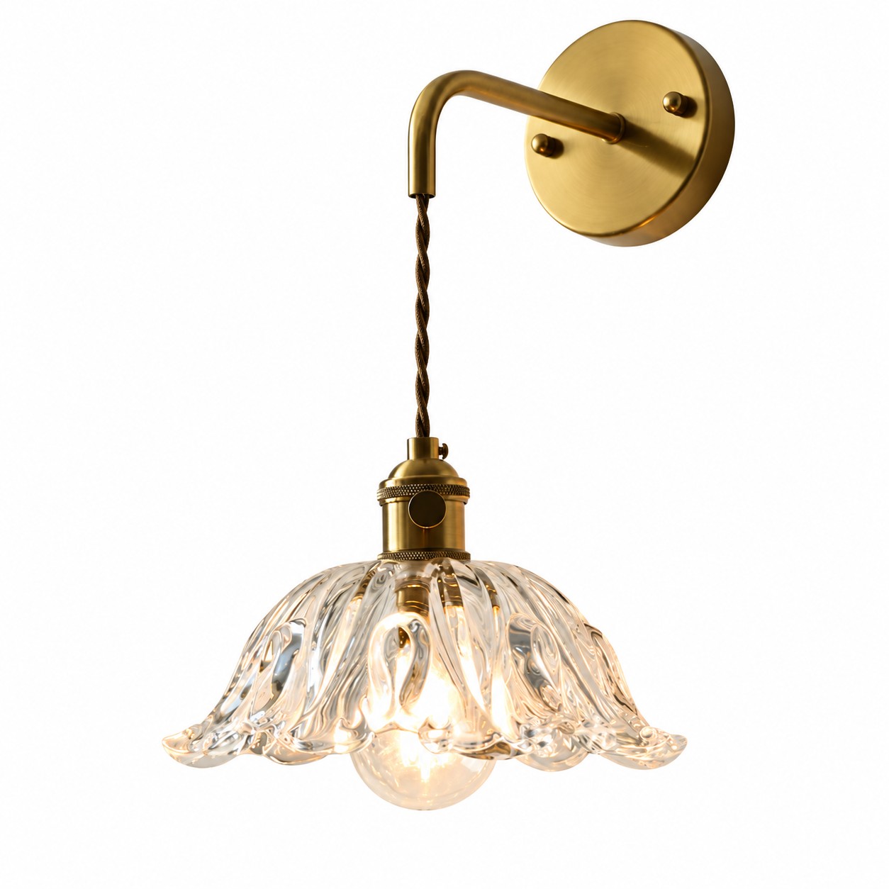 Vintage Snowflake and Striped Glass Wall Lamp