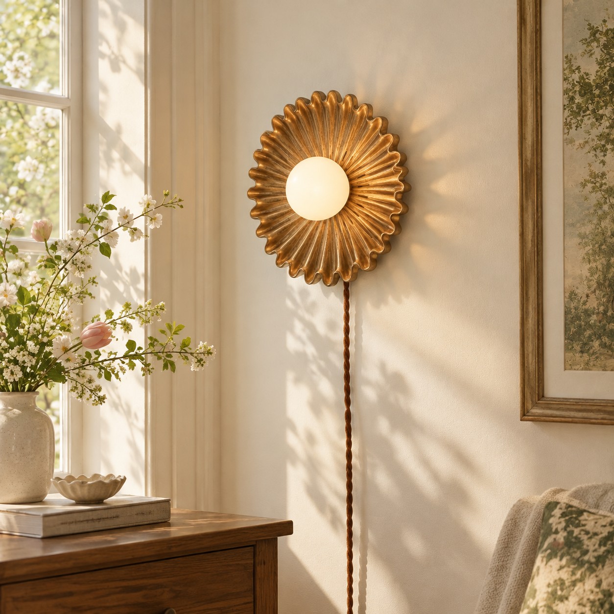 Nachttischlampe neben einem Loungesessel