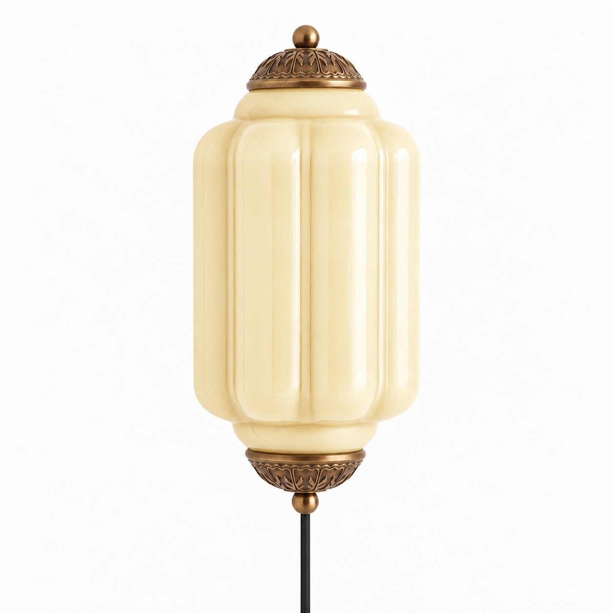 Eloise fluted milk-glass plug-in wall sconce