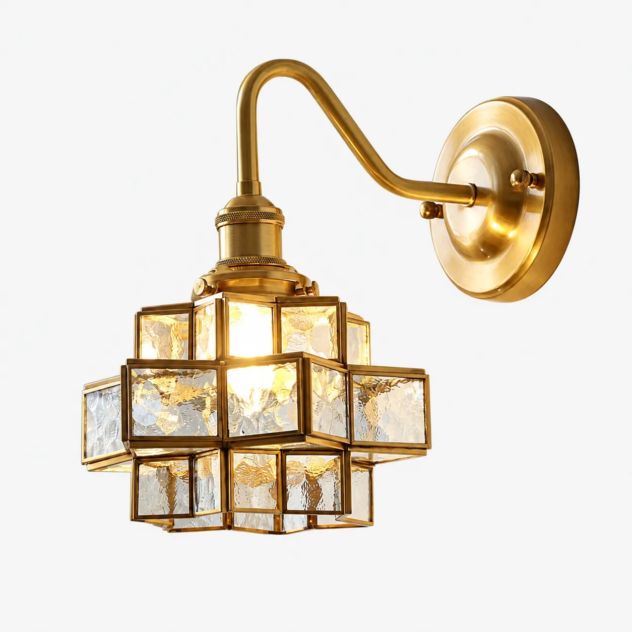Vintage Geometric Stained Glass Wall Lamp