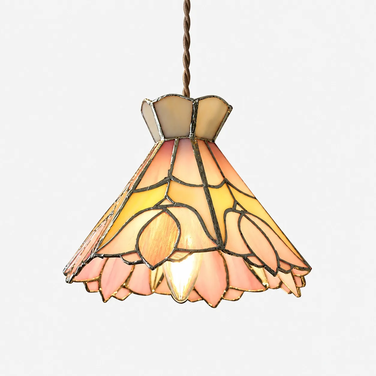 Rosa florale Glas-Pendelleuchte