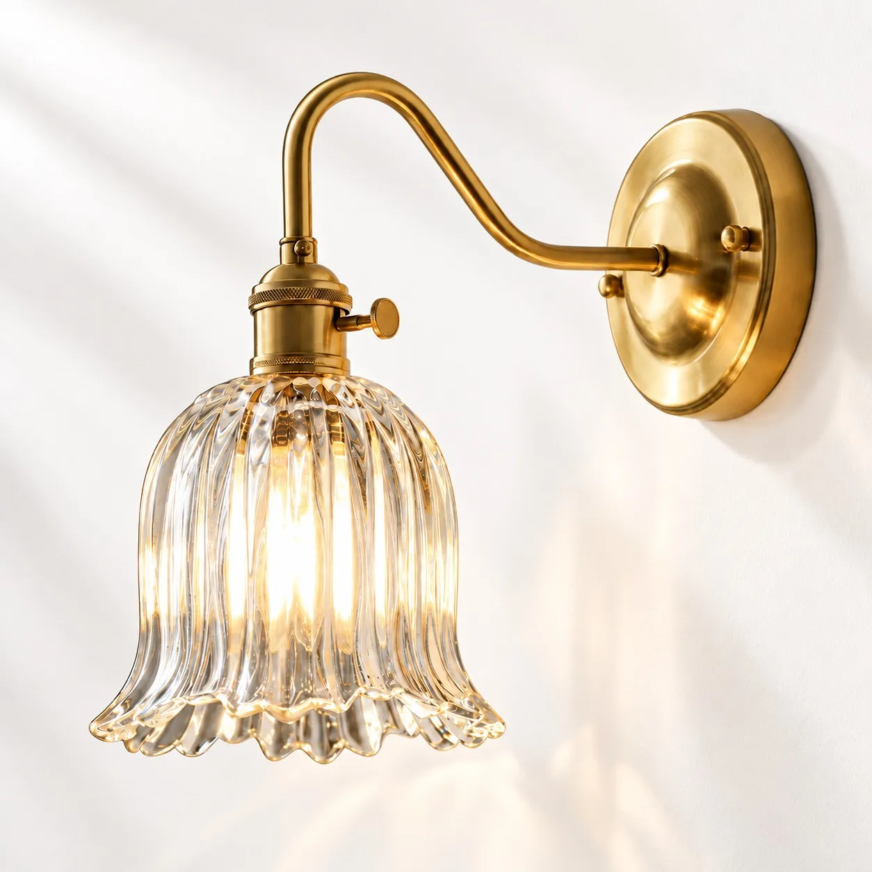 Japanese Ruffle Glass Wall Lamp