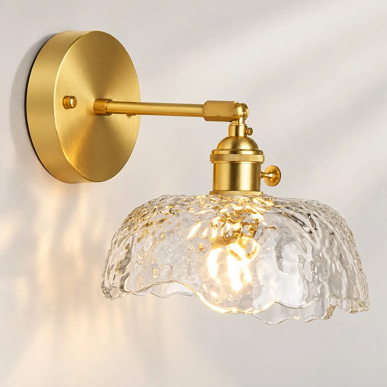 Aplique de pared nórdico de cristal texturizado ondulado