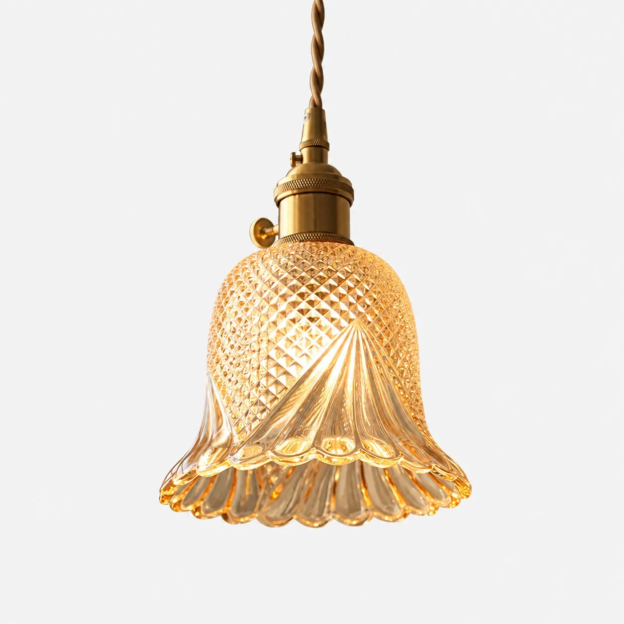 Amber Diamond Flower glass pendant light