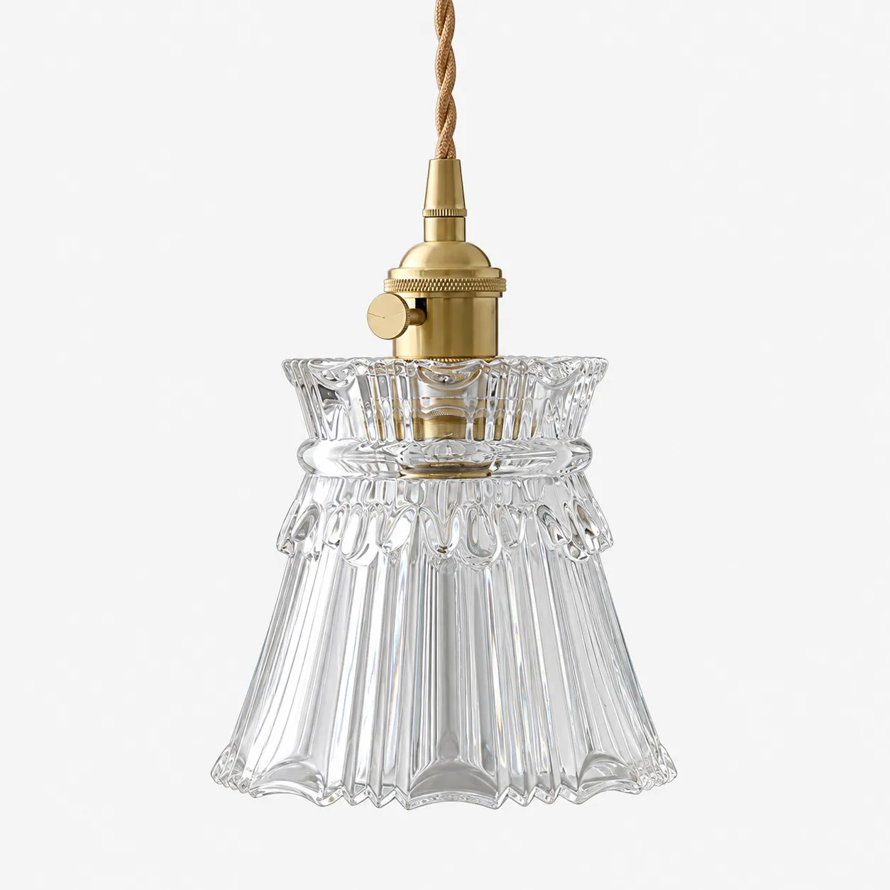 Vintage Carved Glass Pendant Lamp