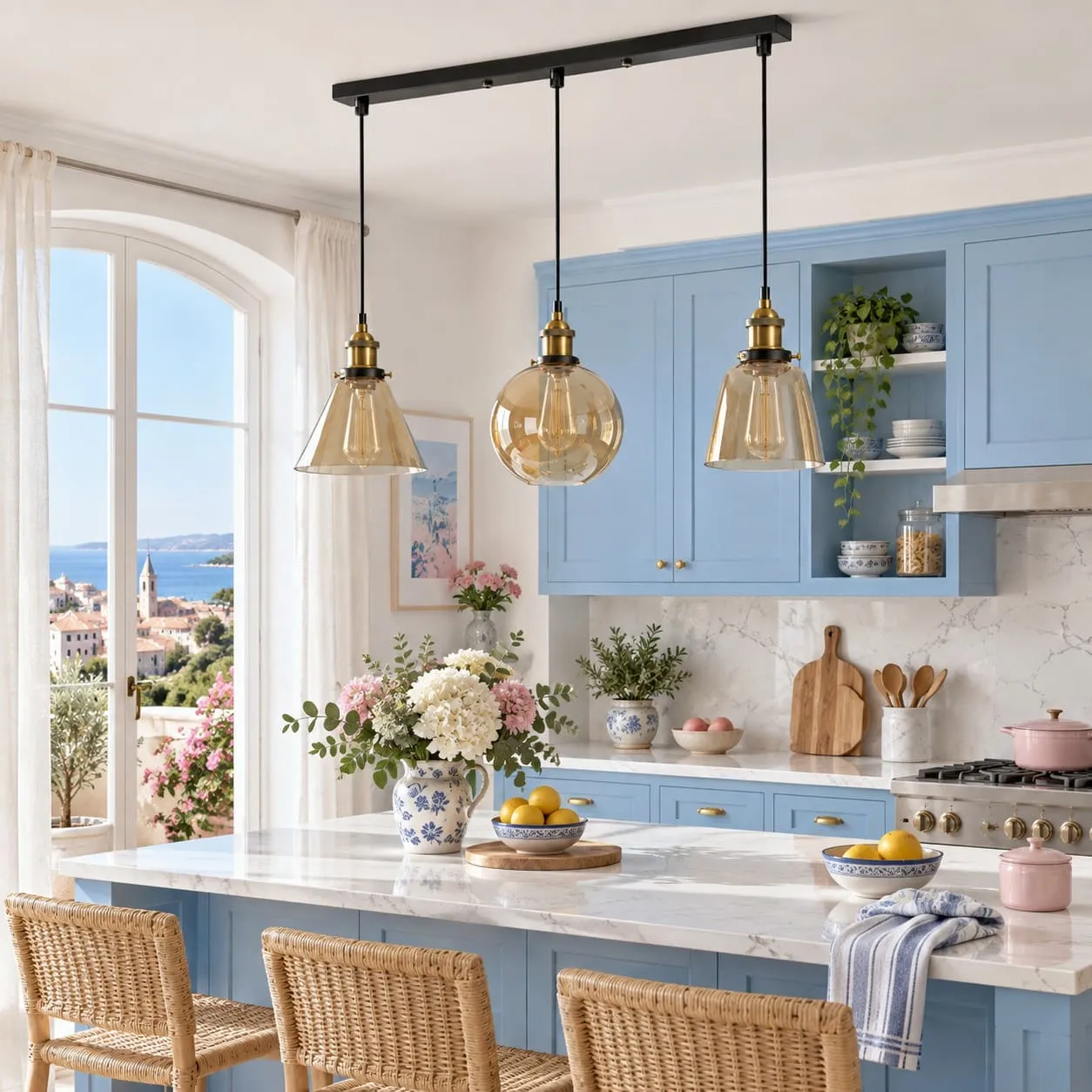 Industriële glazen hanglamp in een interieur